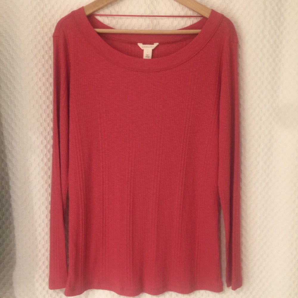 Caslon salmon long sleeve top